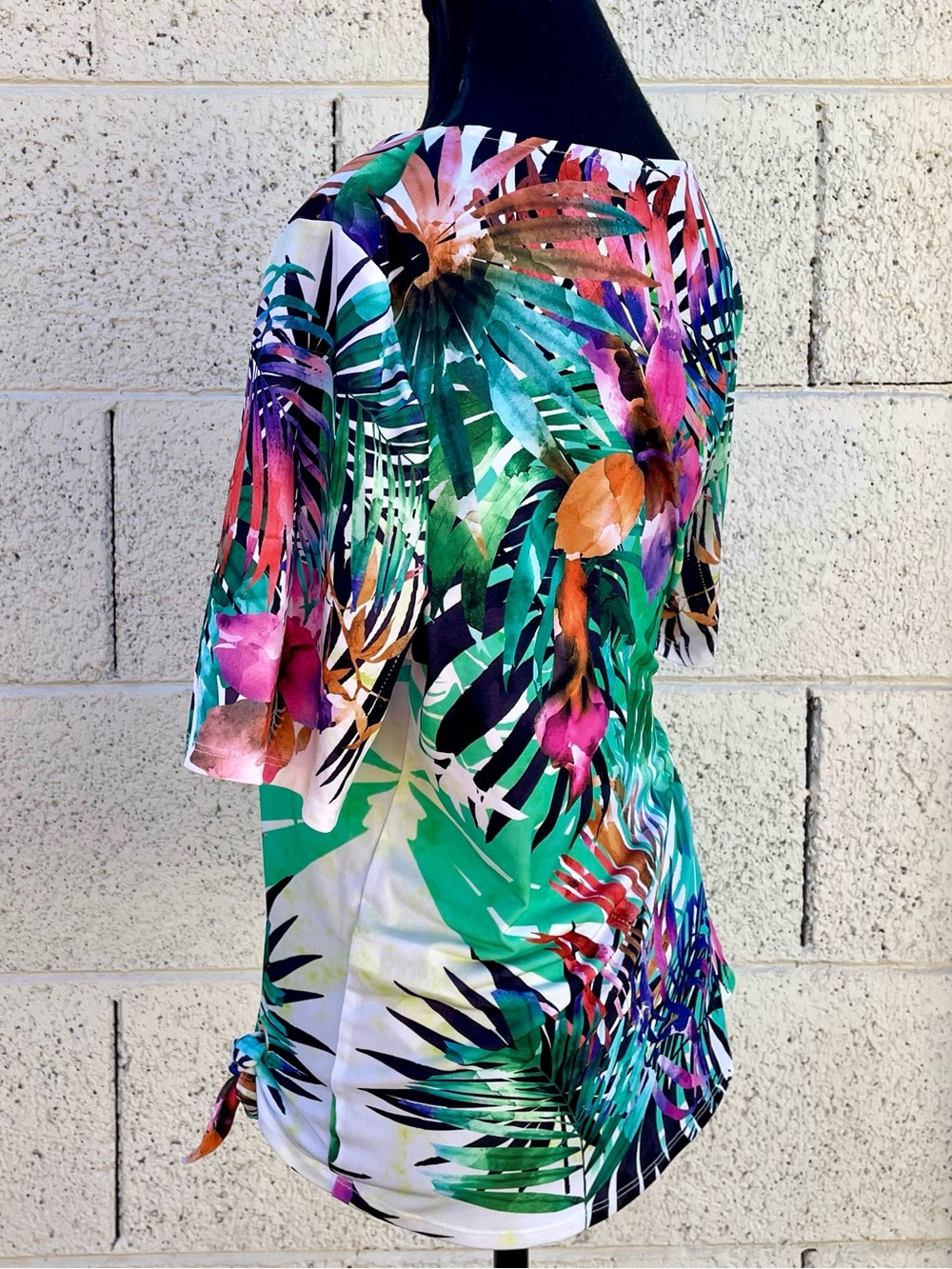 Chico's Tropical Paradise Top Side Tie-Knot Summer Beach Coconutgirl Size 2 EUC - Picture 11 of 11